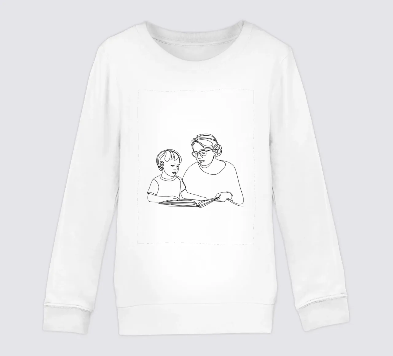 Nonna con bambino Line Art minimalista felpa bambino da Viv Line Art