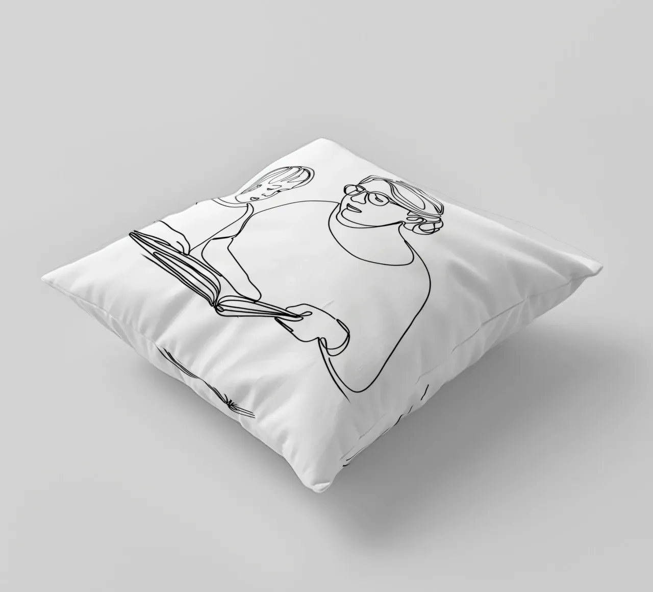 Nonna con bambino Line Art minimalista cuscino da Viv Line Art