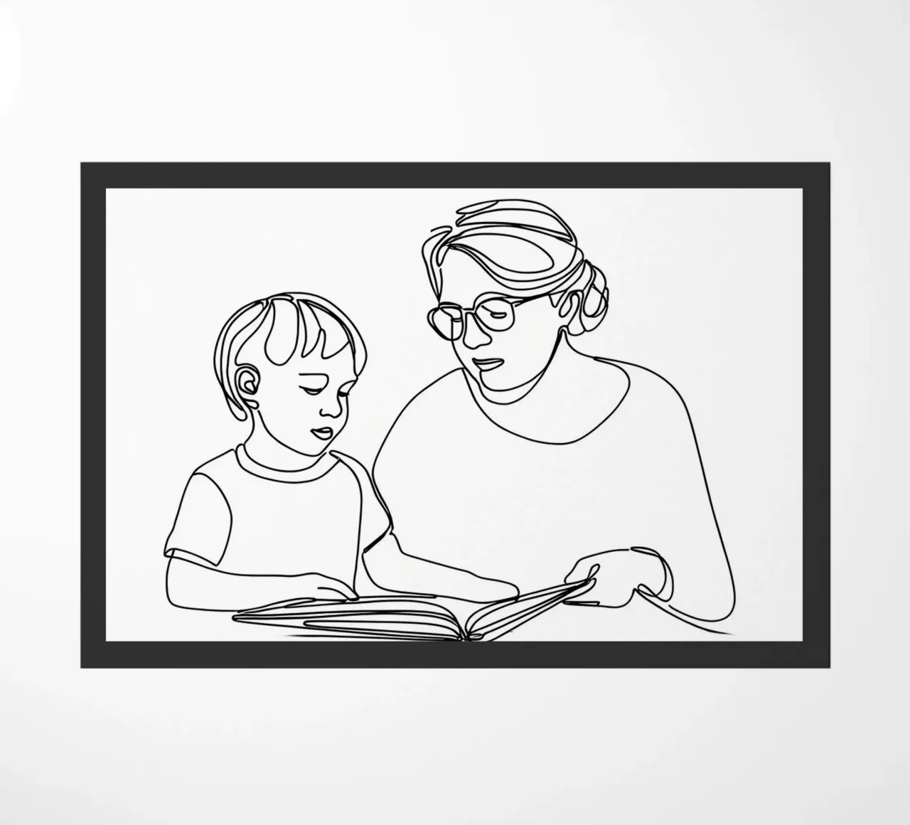 Nonna con bambino Line Art minimalista zerbino da Viv Line Art