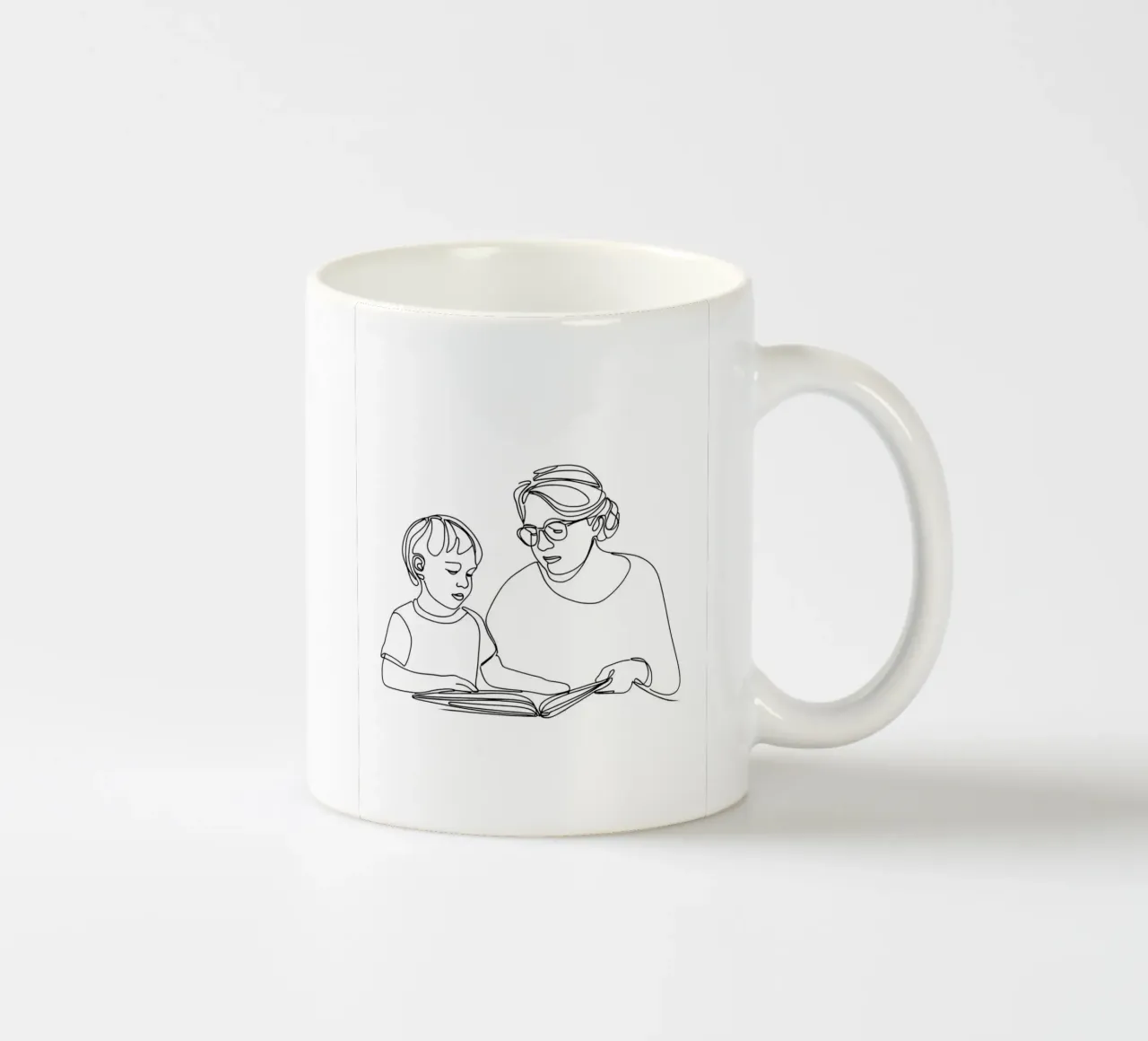 Nonna con bambino Line Art minimalista tazza in ceramica da Viv Line Art