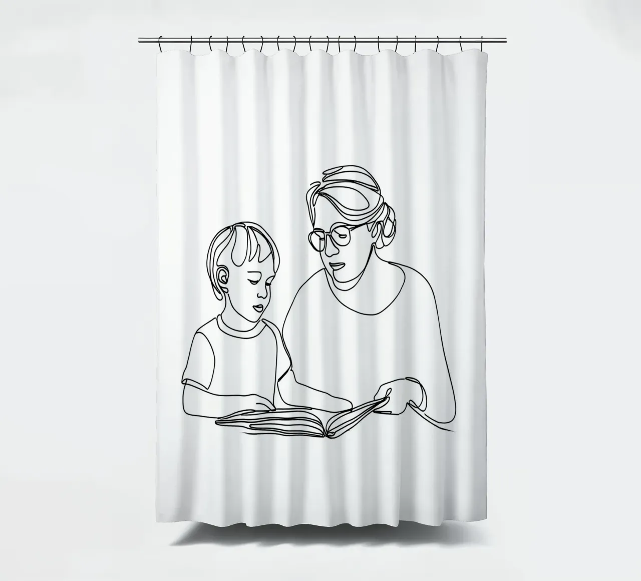 Großmutter mit Kind Minimalist Line Art Duschvorhang von Viv Line Art