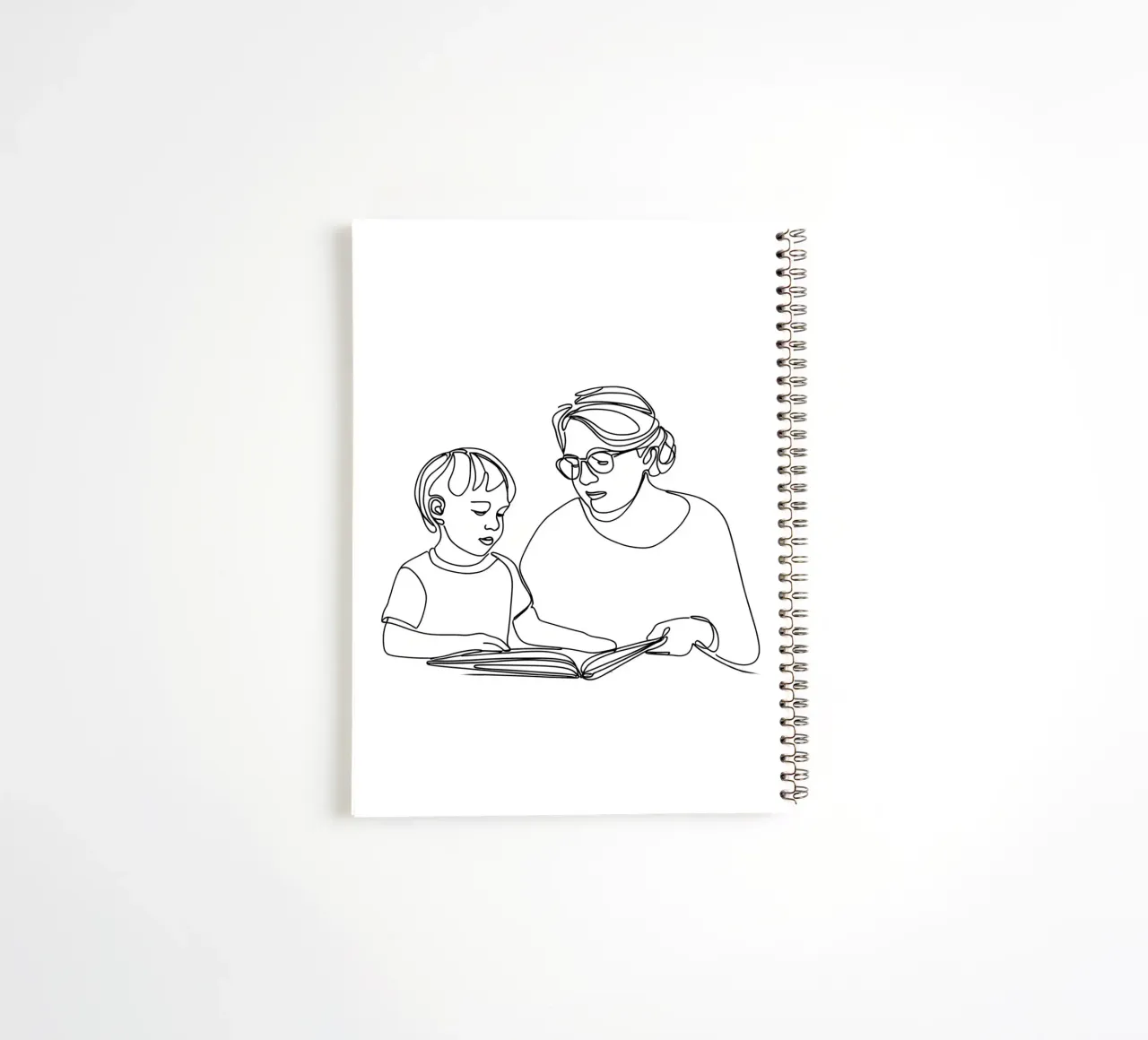 Grand-mère avec enfant Art linéaire minimaliste carnet à spirale de Viv Line Art