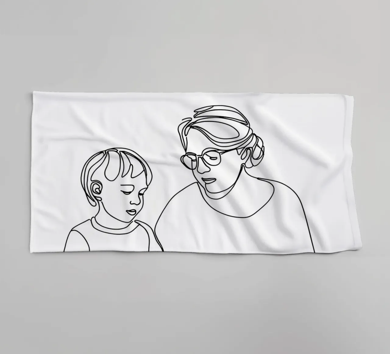 Nonna con bambino Line Art minimalista asciugamano da bagno da Viv Line Art