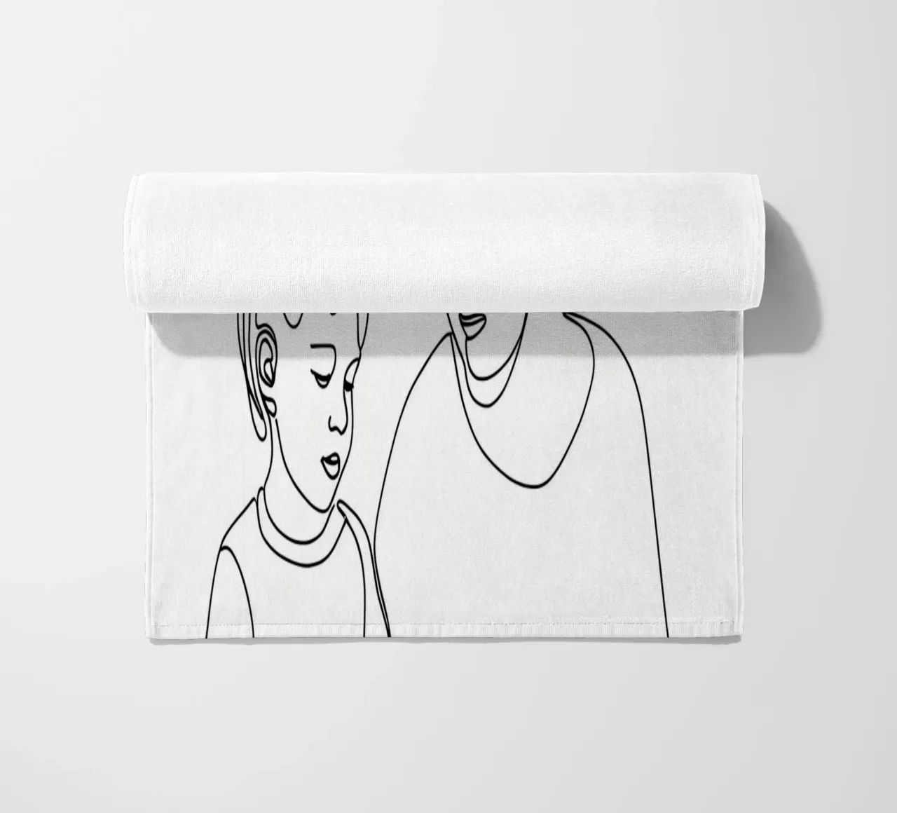 Nonna con bambino Line Art minimalista telo mare da Viv Line Art