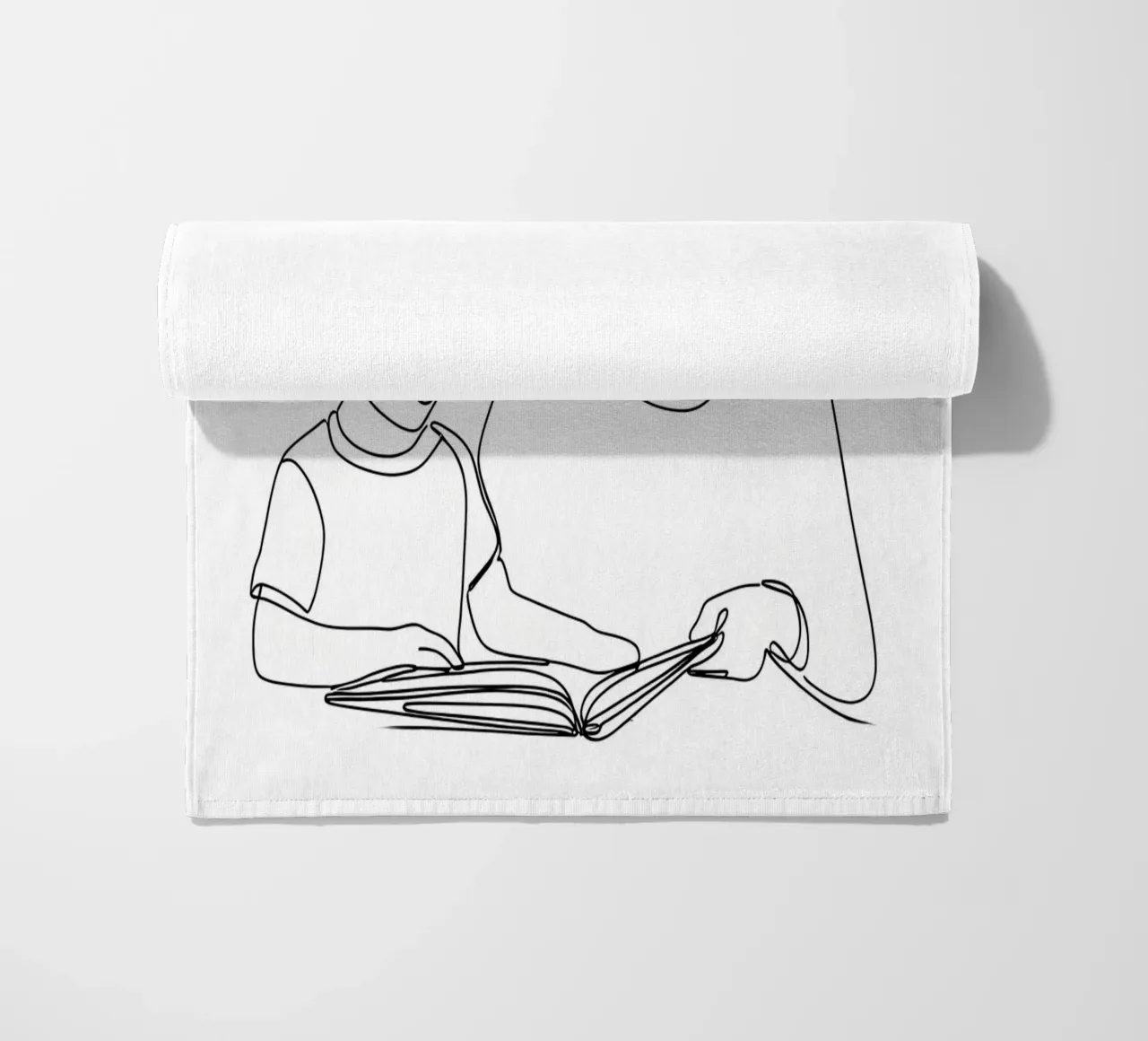Nonna con bambino Line Art minimalista telo mare da Viv Line Art