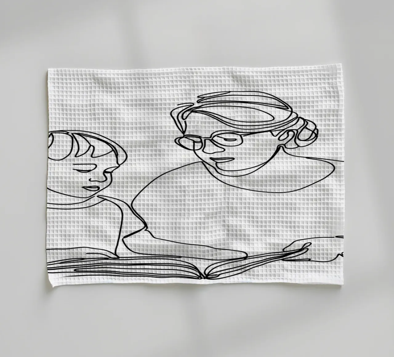 Nonna con bambino Line Art minimalista canovaccio da cucina da Viv Line Art