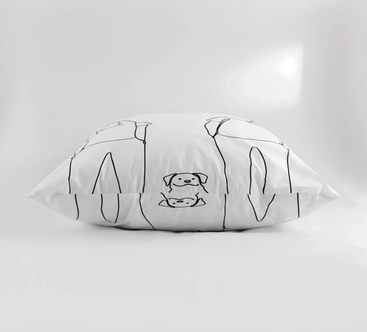 Coppia con cane Line Art minimalista cuscino da Viv Line Art