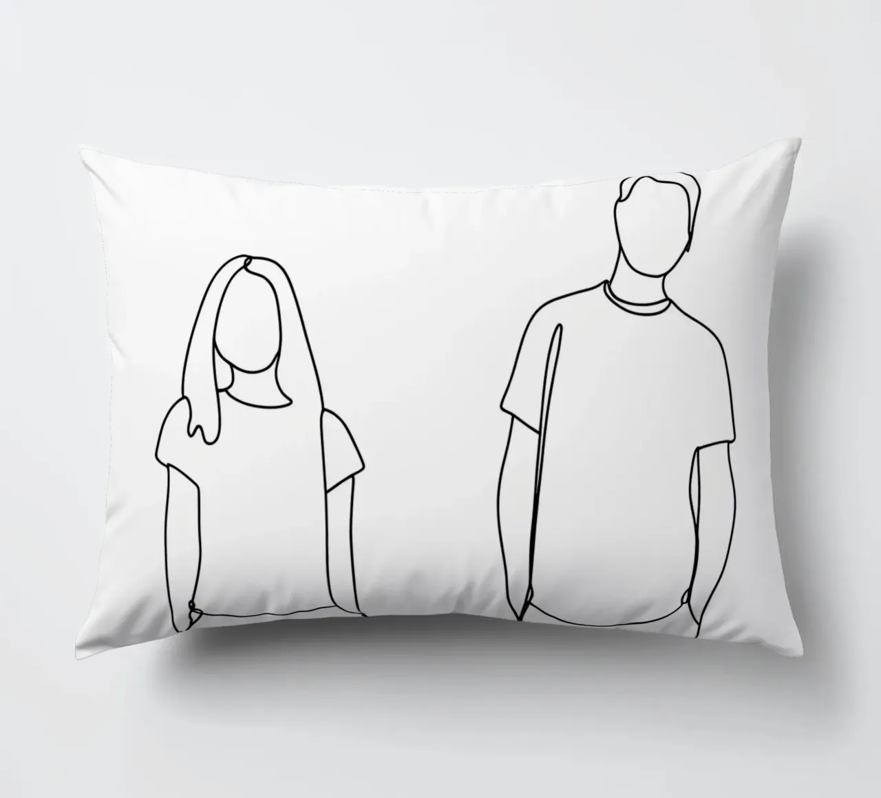 Coppia con cane Line Art minimalista cuscino da Viv Line Art