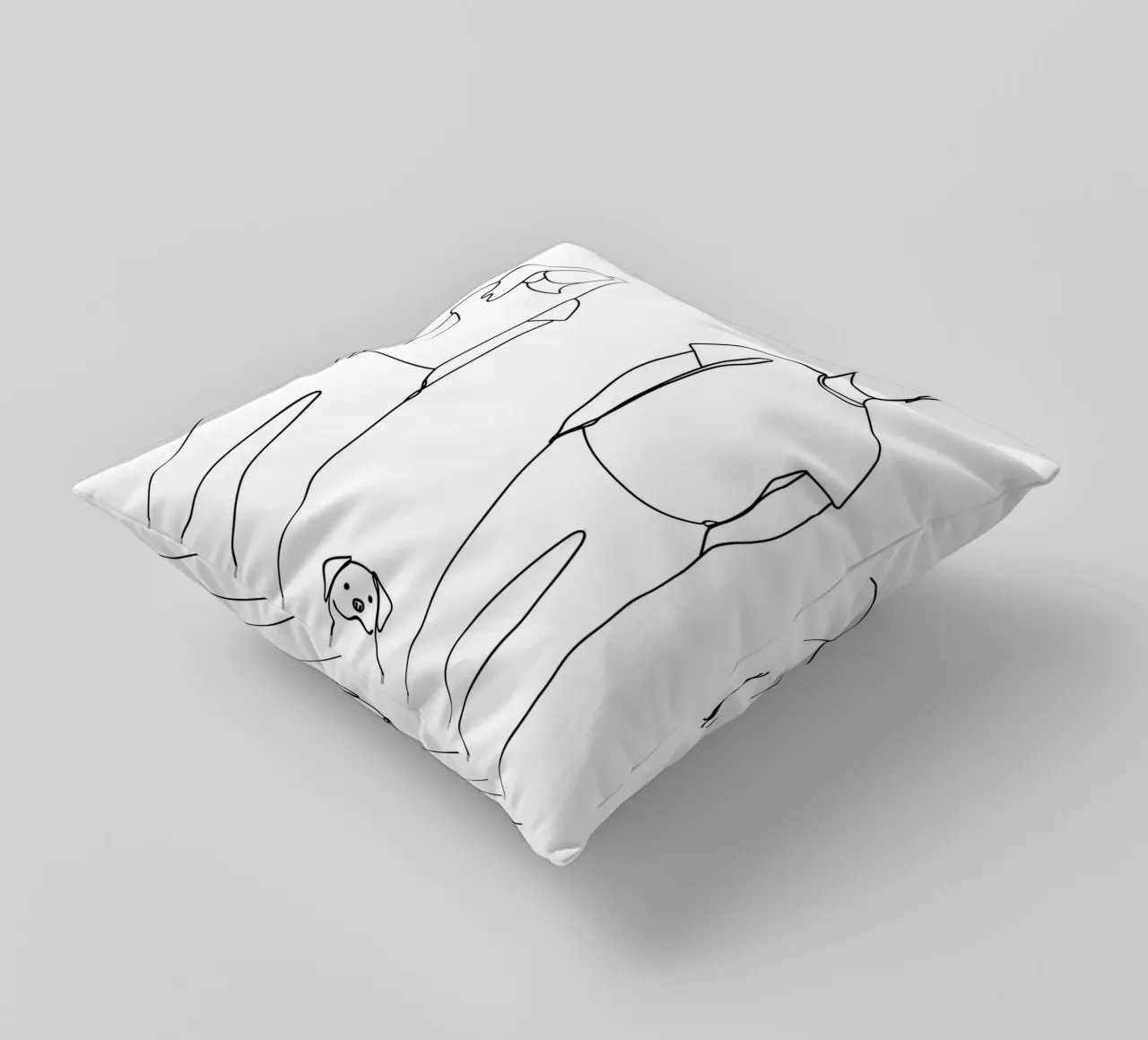 Coppia con cane Line Art minimalista cuscino da Viv Line Art