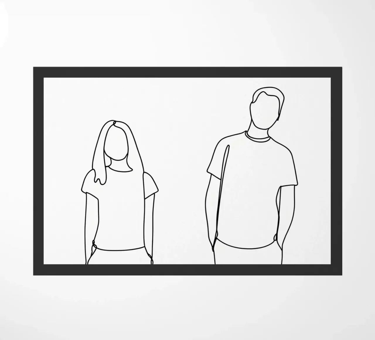 Coppia con cane Line Art minimalista zerbino da Viv Line Art