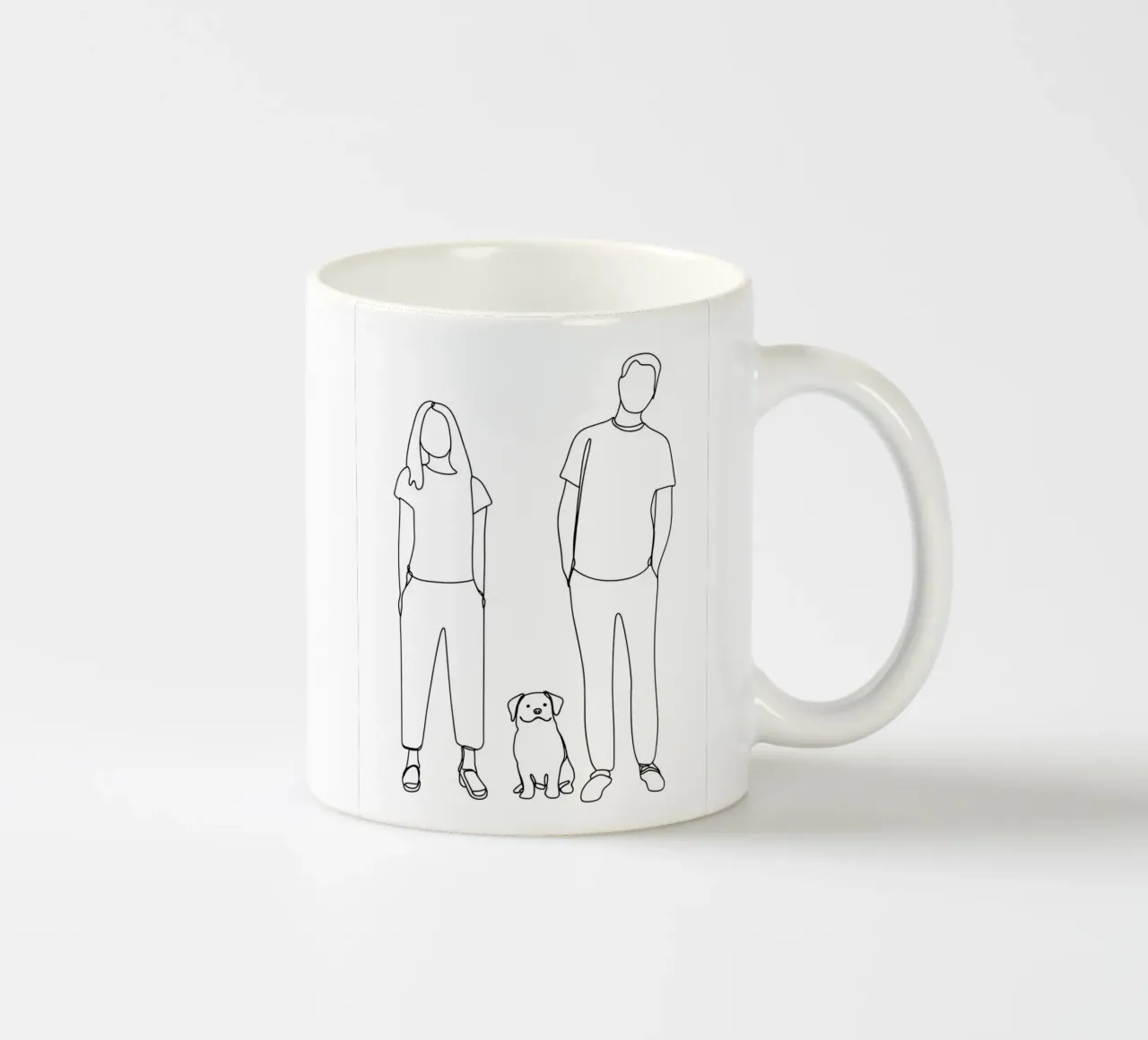 Coppia con cane Line Art minimalista tazza in ceramica da Viv Line Art