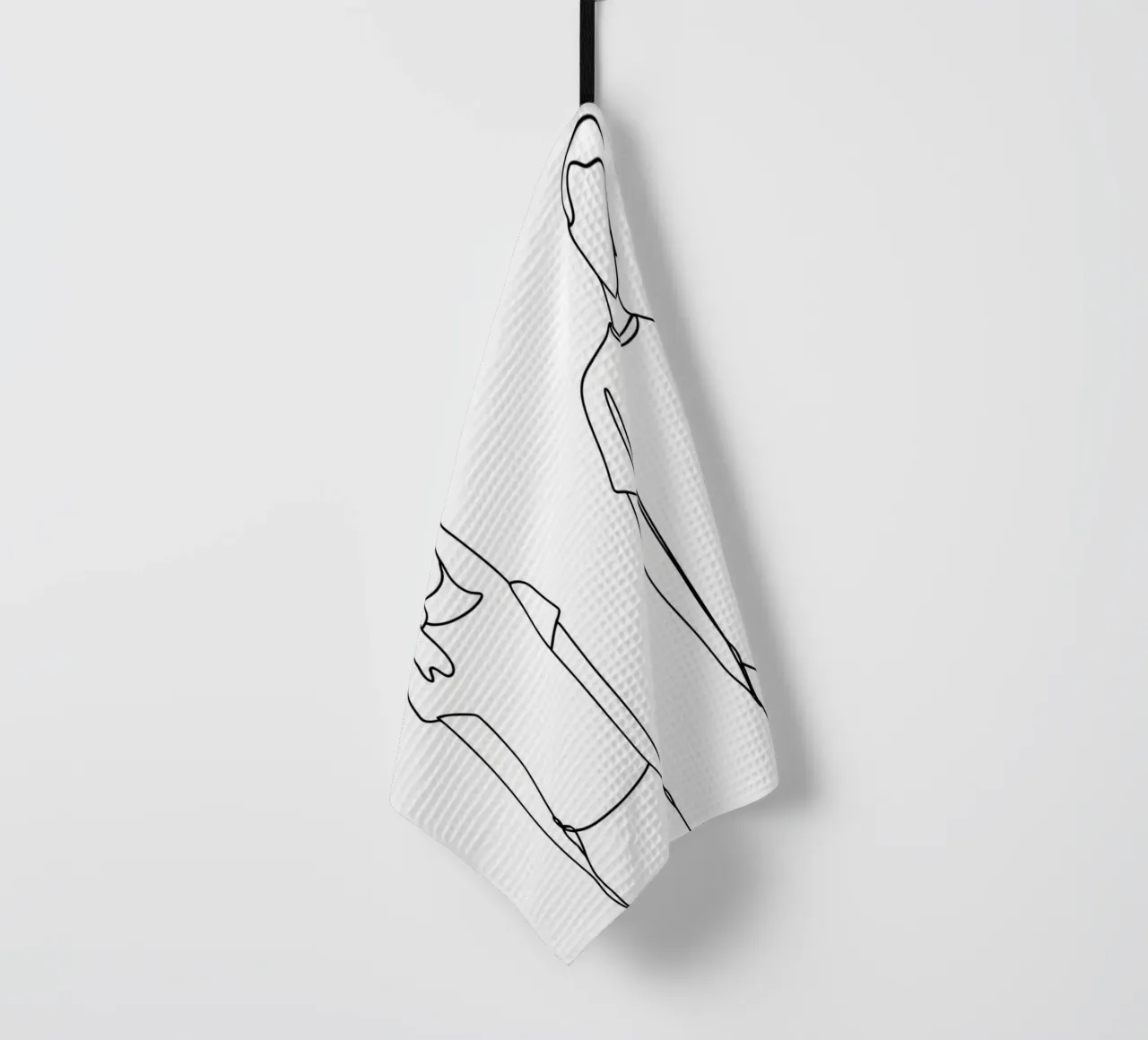 Coppia con cane Line Art minimalista canovaccio da cucina da Viv Line Art