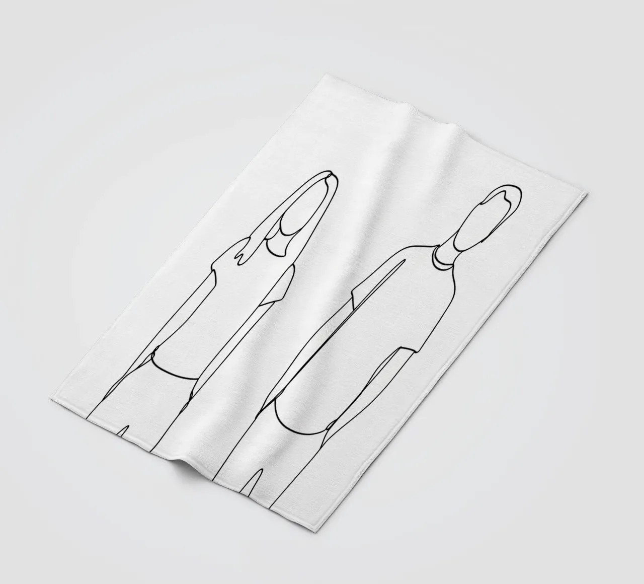 Coppia con cane Line Art minimalista coperta in pile da Viv Line Art