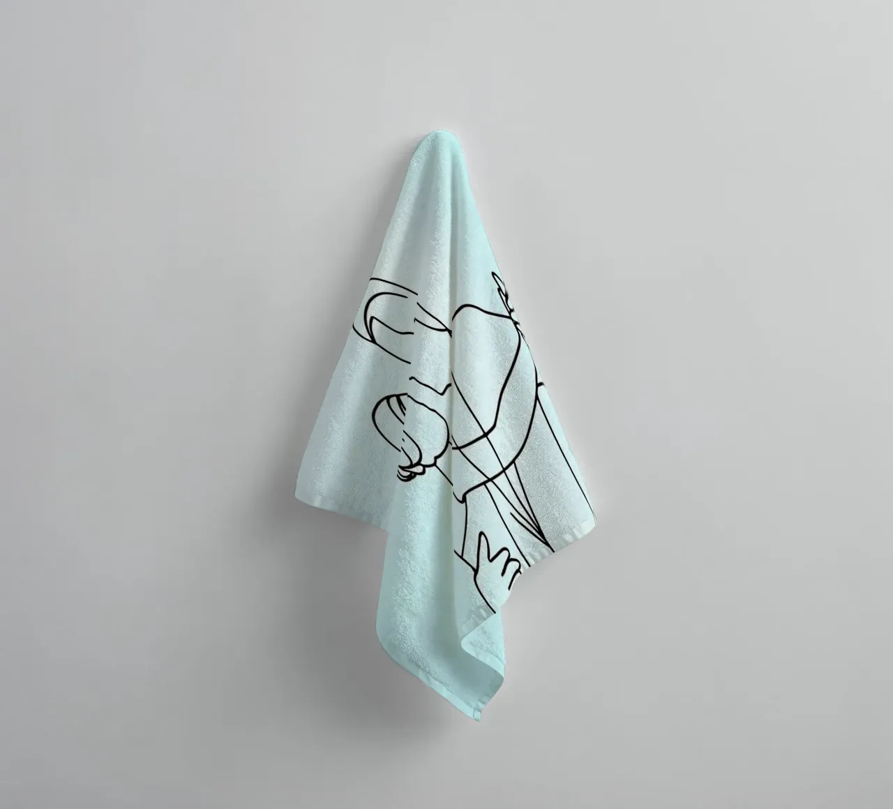 Dancing Couple Minimalist Line Art towel by Viv Line Art