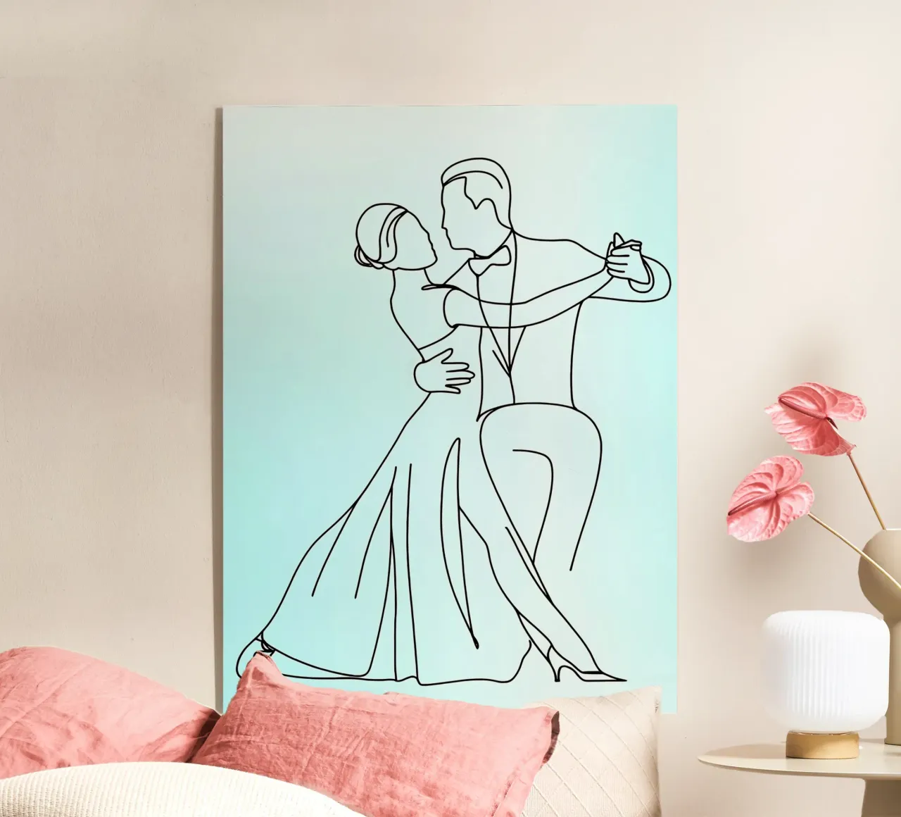 Dancing Couple Minimalist Line Art acrylic glass by Viv Line Art