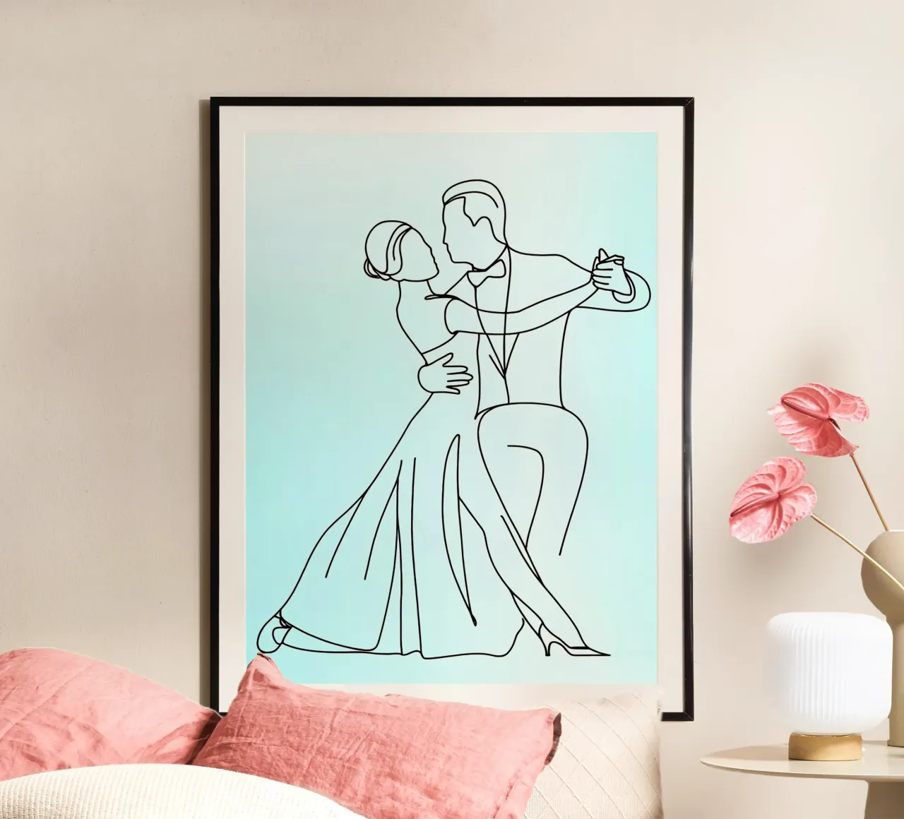Coppia che balla Line Art minimalista carta hahnemühle da Viv Line Art