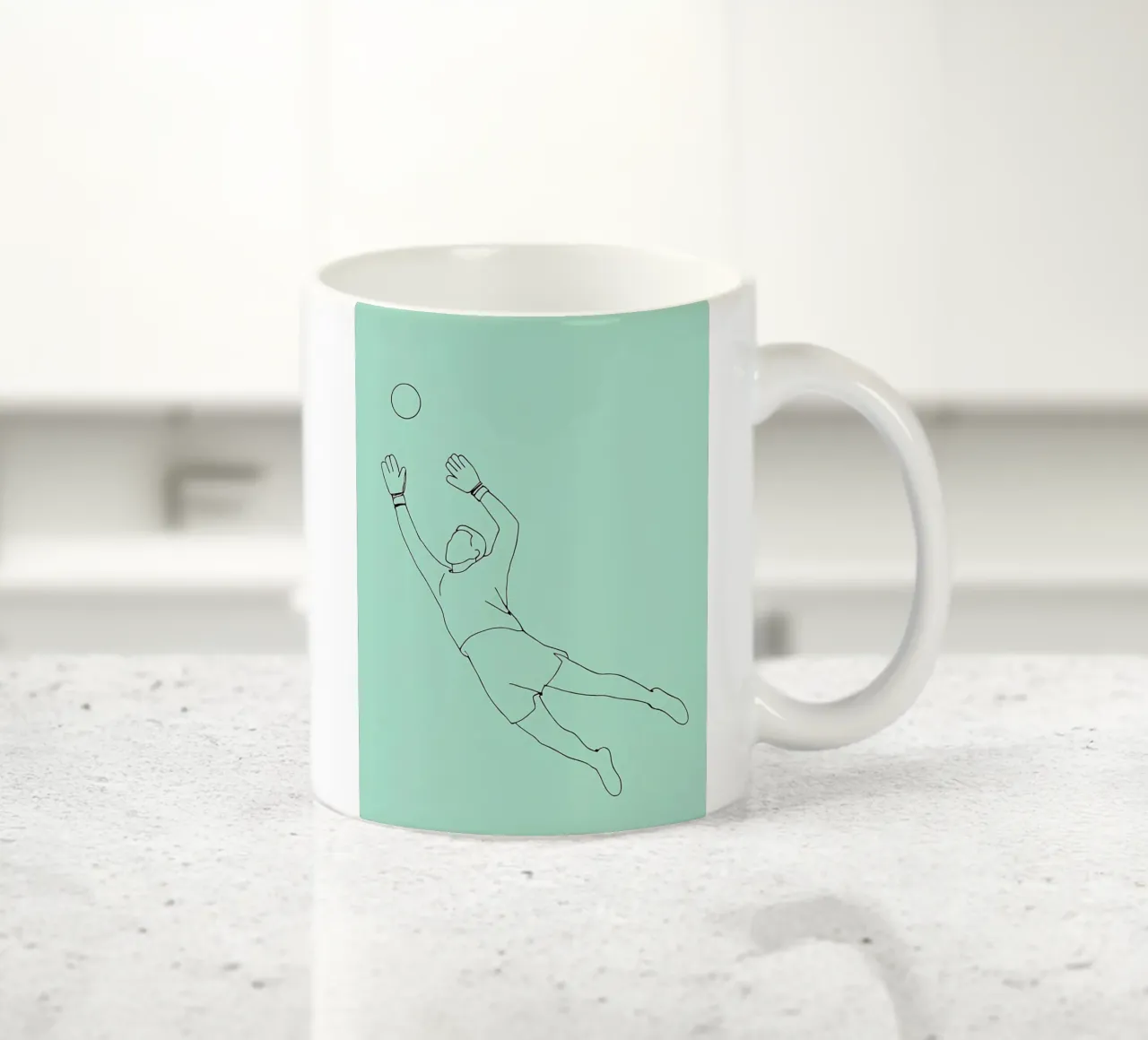 Portiere di calcio Arte lineare minimalista tazza in ceramica da Viv Line Art
