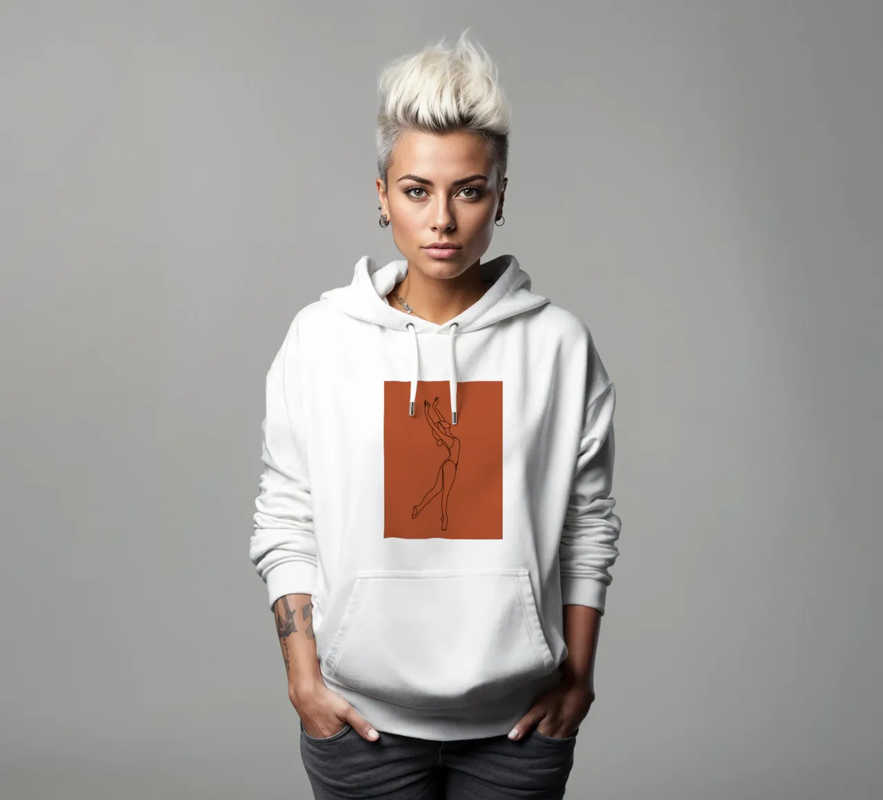 Donna danzante Line Art minimalista felpa con cappuccio da Viv Line Art