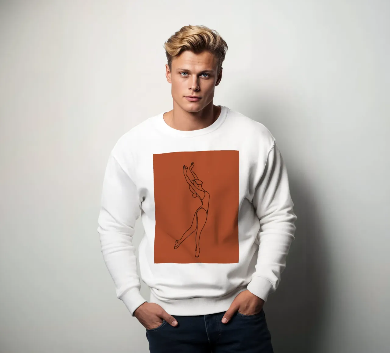 Donna danzante Line Art minimalista felpa da Viv Line Art