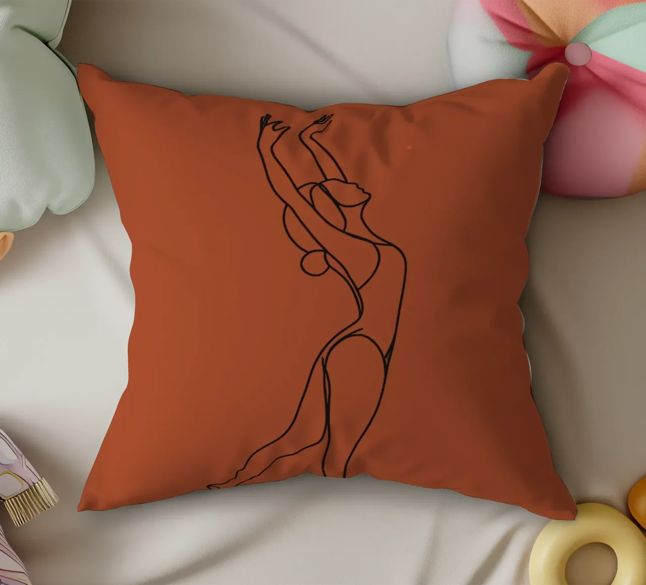 Donna danzante Line Art minimalista cuscino da Viv Line Art