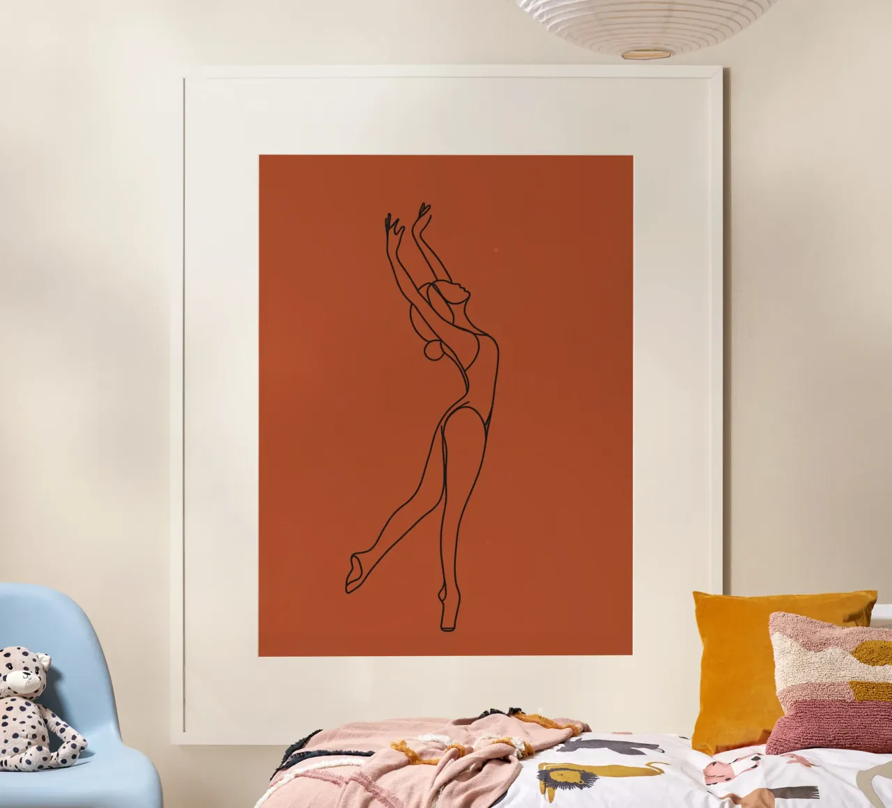 Donna danzante Line Art minimalista poster con telaio in alluminio da Viv Line Art