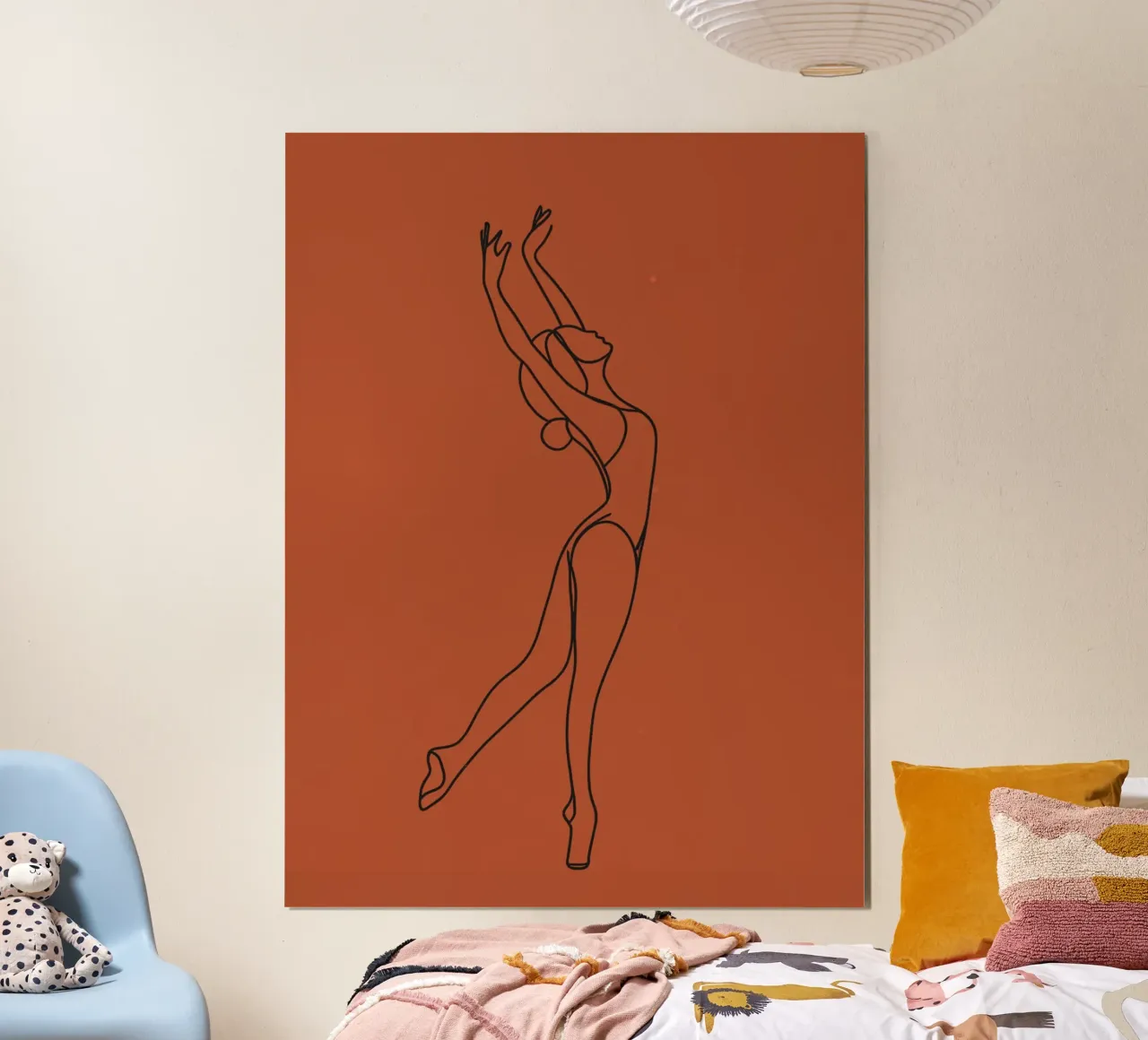 Donna danzante Line Art minimalista poster con telaio in alluminio da Viv Line Art