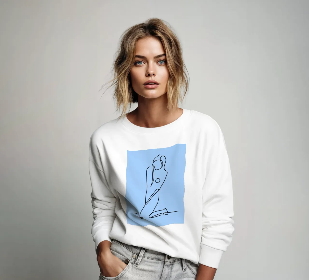 Donna Line Art minimalista felpa da Viv Line Art