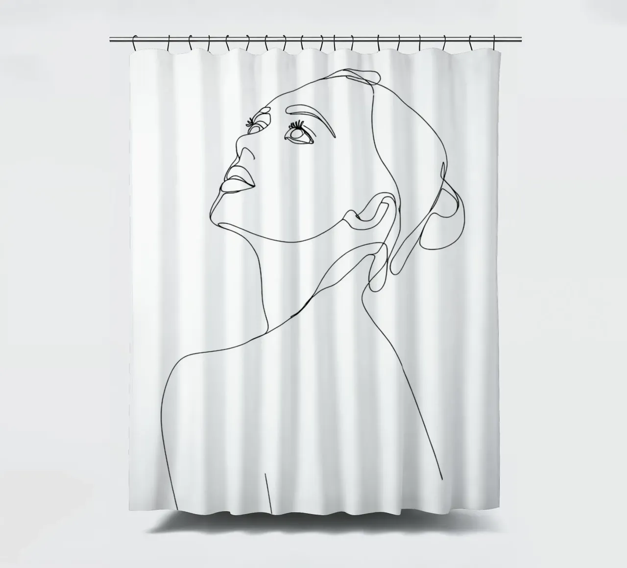 Woman Face Minimalist Line Art shower curtain by Viv Line Art