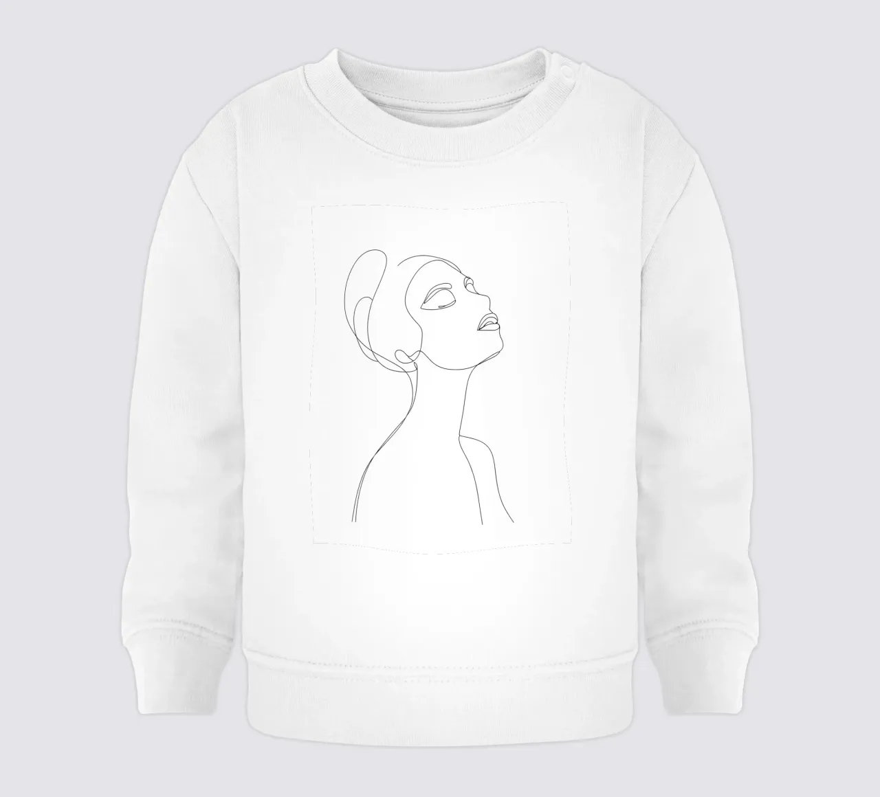Volto di donna Line Art minimalista felpa neonato da Viv Line Art