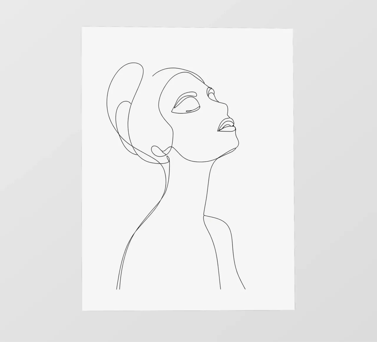 Volto di donna Line Art minimalista pellicola backlit da Viv Line Art