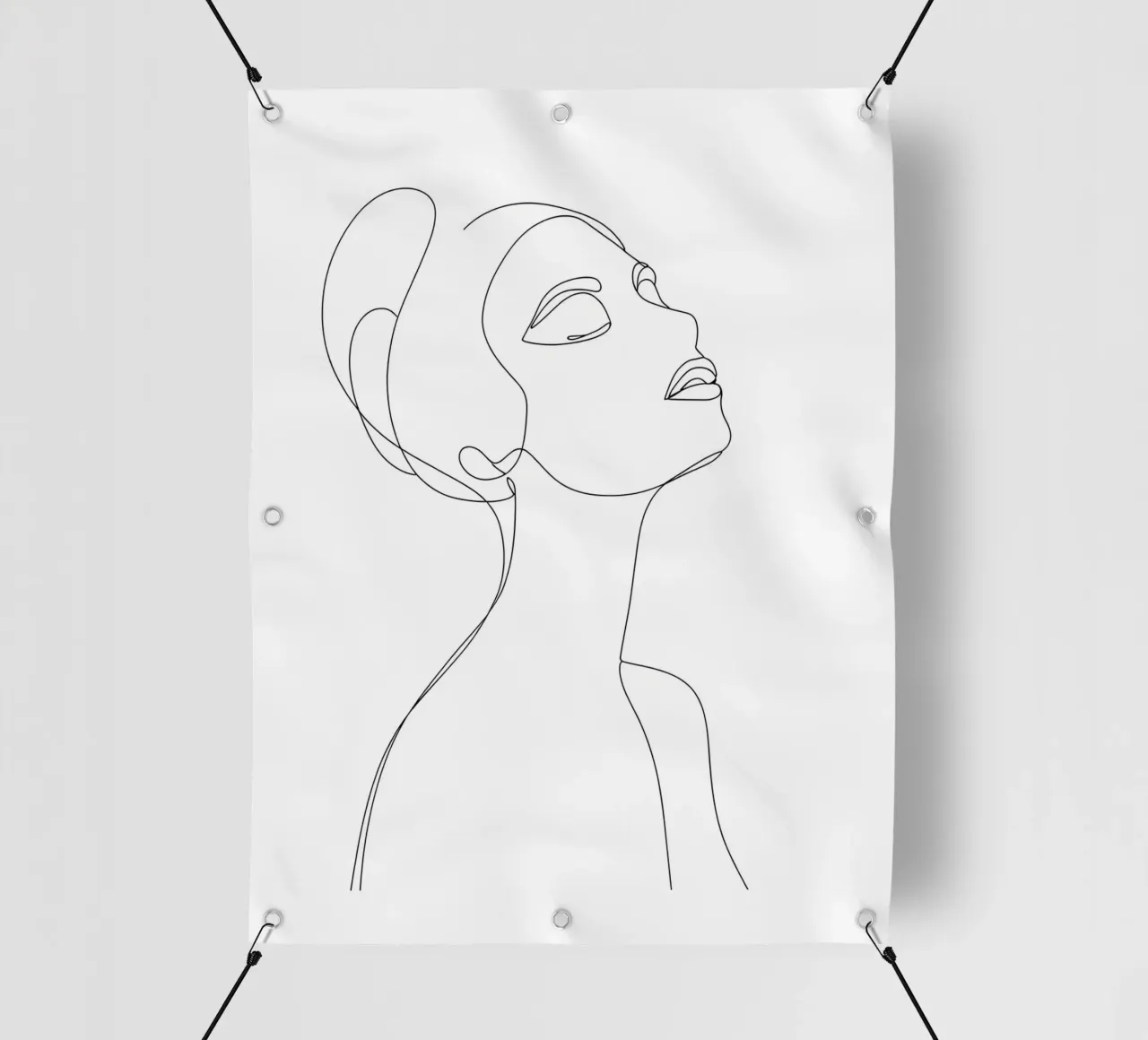 Volto di donna Line Art minimalista telo in pvc da Viv Line Art