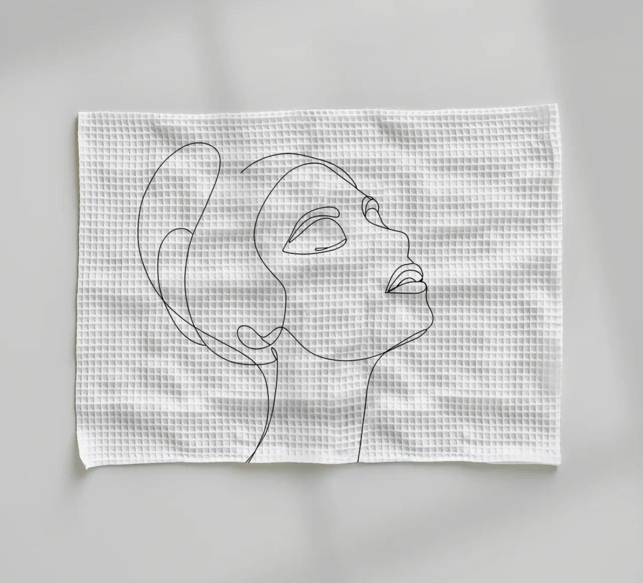 Volto di donna Line Art minimalista canovaccio da cucina da Viv Line Art