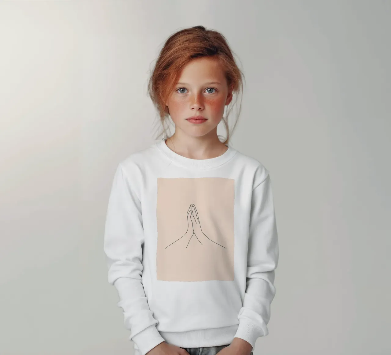 Mani in preghiera Line Art minimalista felpa bambino da Viv Line Art