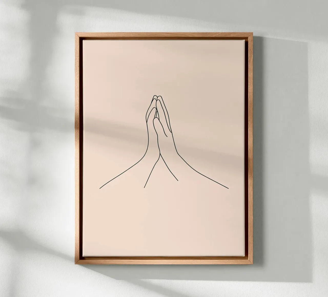 Mani in preghiera Line Art minimalista tela con Cornice a cassetta da Viv Line Art