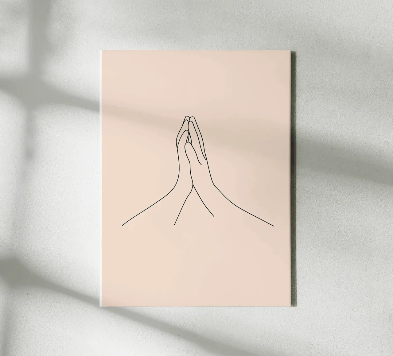 Mani in preghiera Line Art minimalista tela con Cornice a cassetta da Viv Line Art