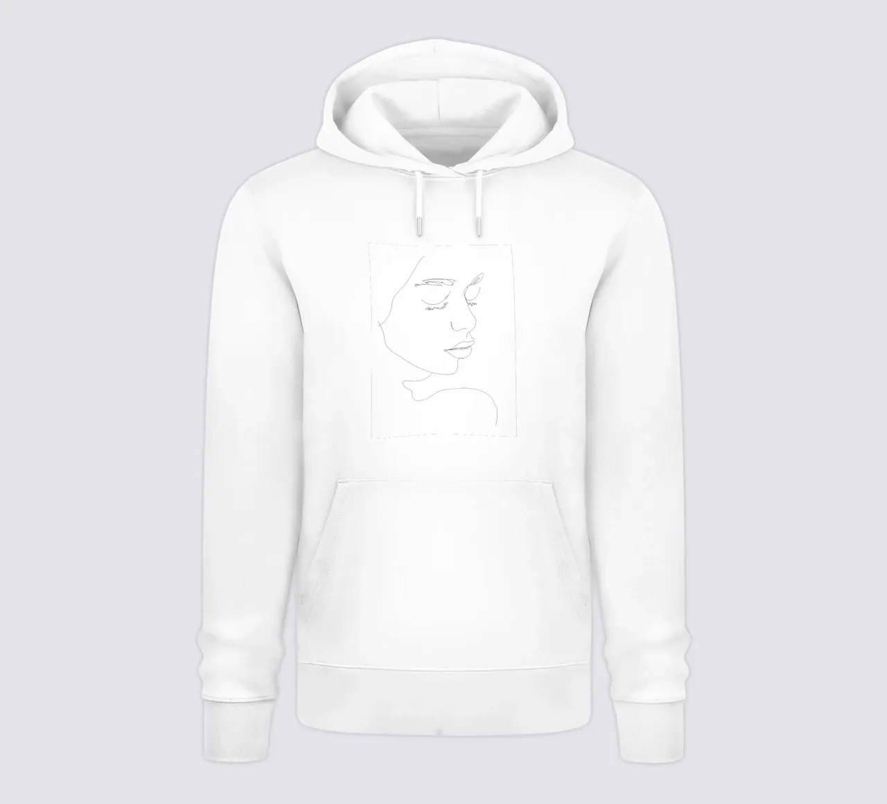 Volto di donna Line Art minimalista felpa con cappuccio da Viv Line Art