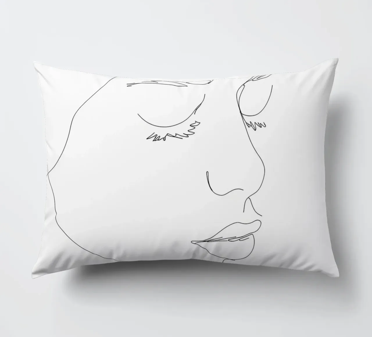 Woman Face Minimalist Line Art decorative cushion by Viv Line Art