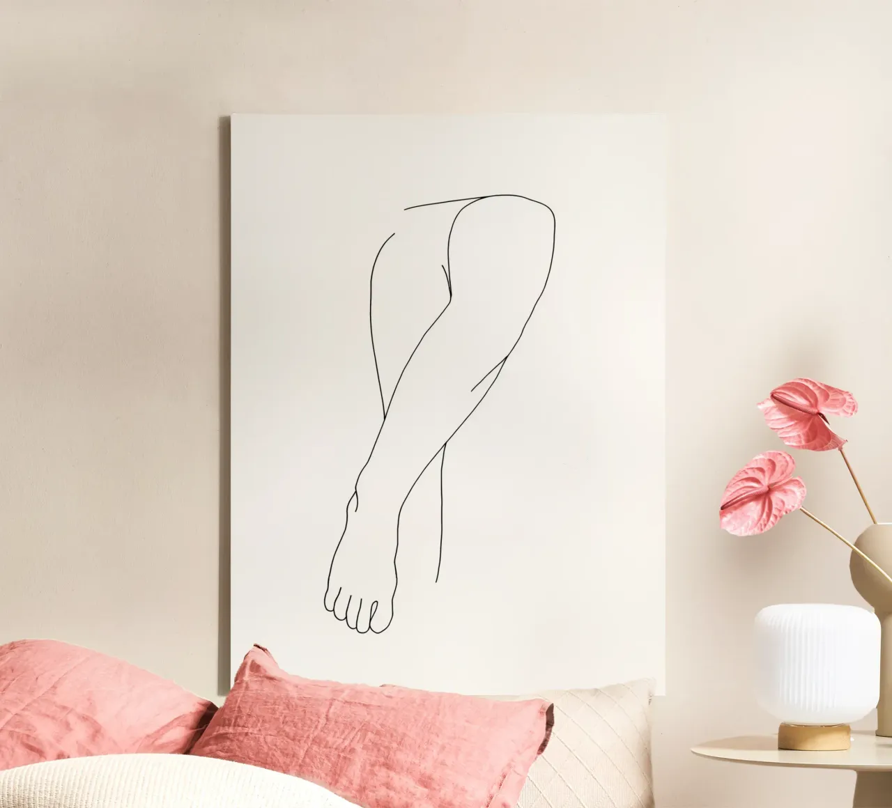 Legs Minimalist Line Art canvas with Floater frame by Viv Line Art