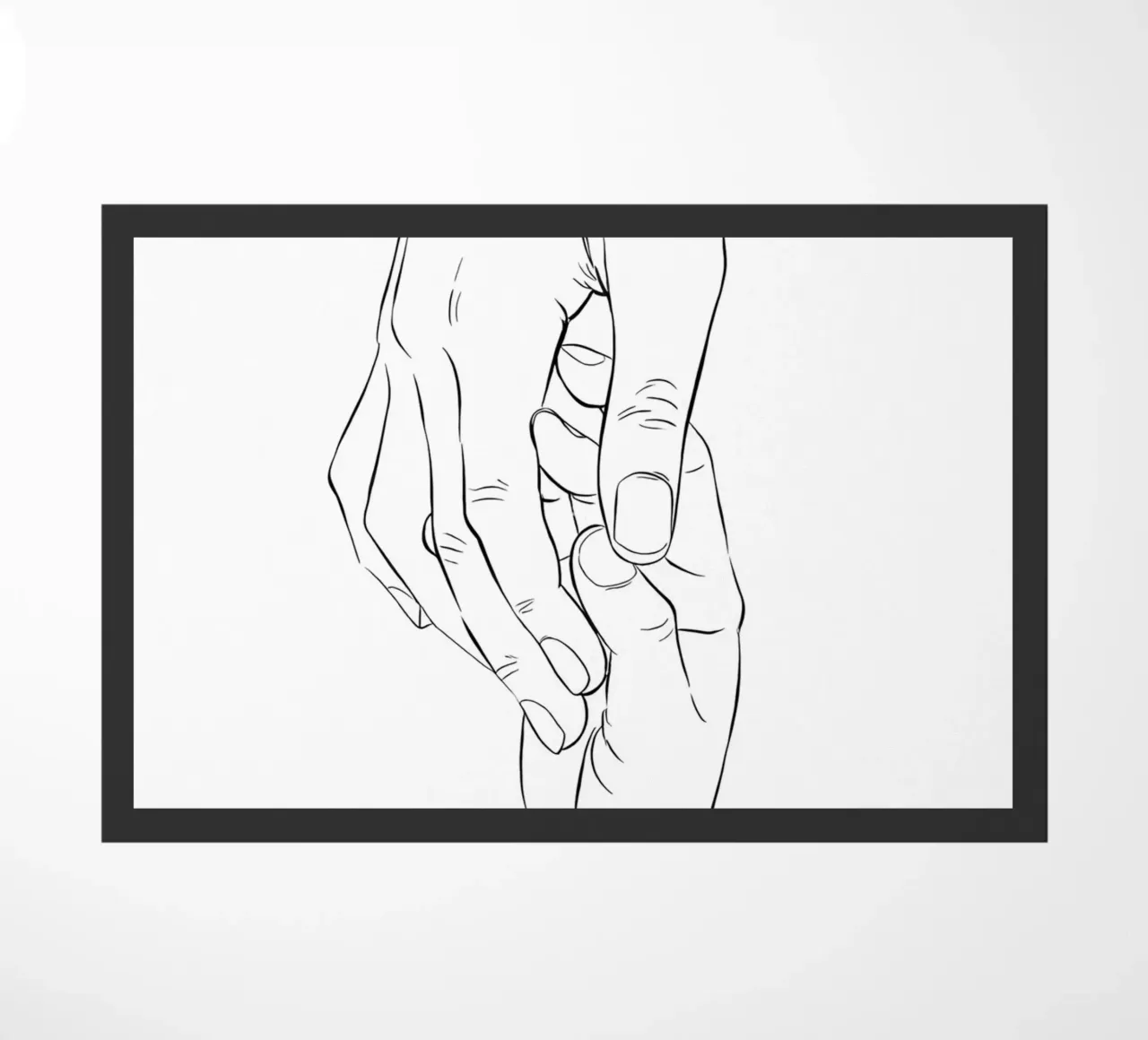 Arte di linea minimalista che si tiene per mano zerbino da Viv Line Art