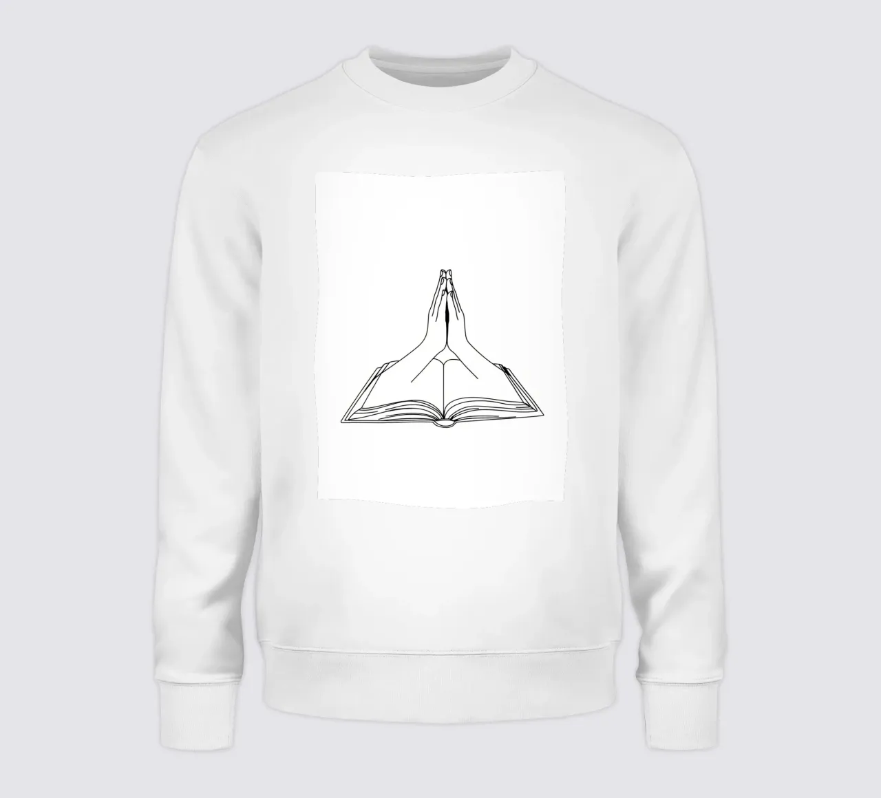Mani in preghiera dal libro aperto Line Art minimalista felpa da Viv Line Art