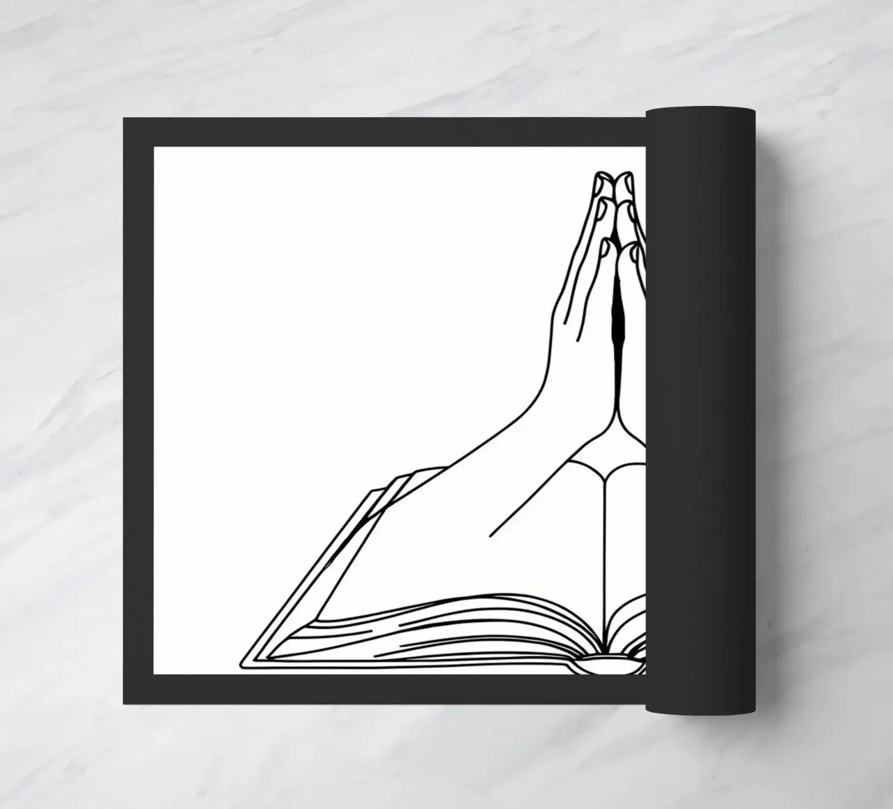 Mani in preghiera dal libro aperto Line Art minimalista zerbino da Viv Line Art