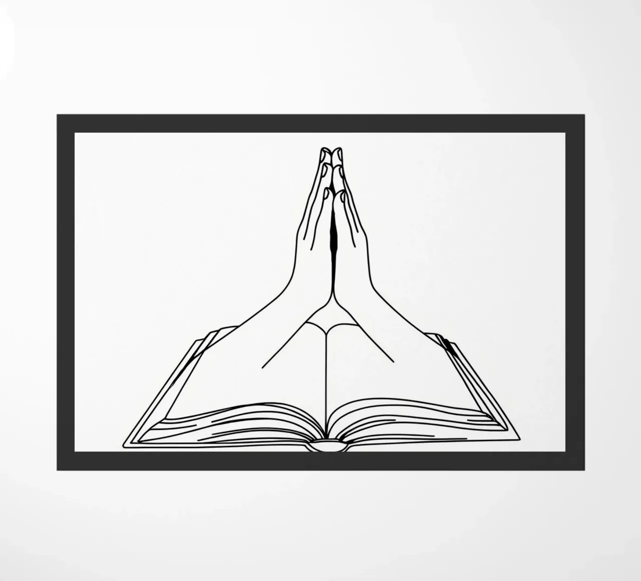 Mani in preghiera dal libro aperto Line Art minimalista zerbino da Viv Line Art