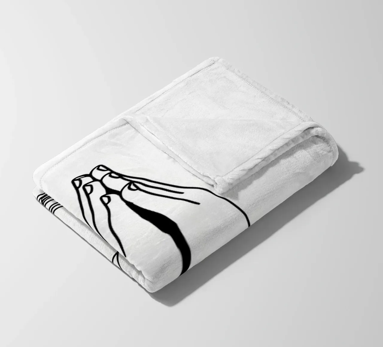 Mani in preghiera dal libro aperto Line Art minimalista coperta in pile da Viv Line Art