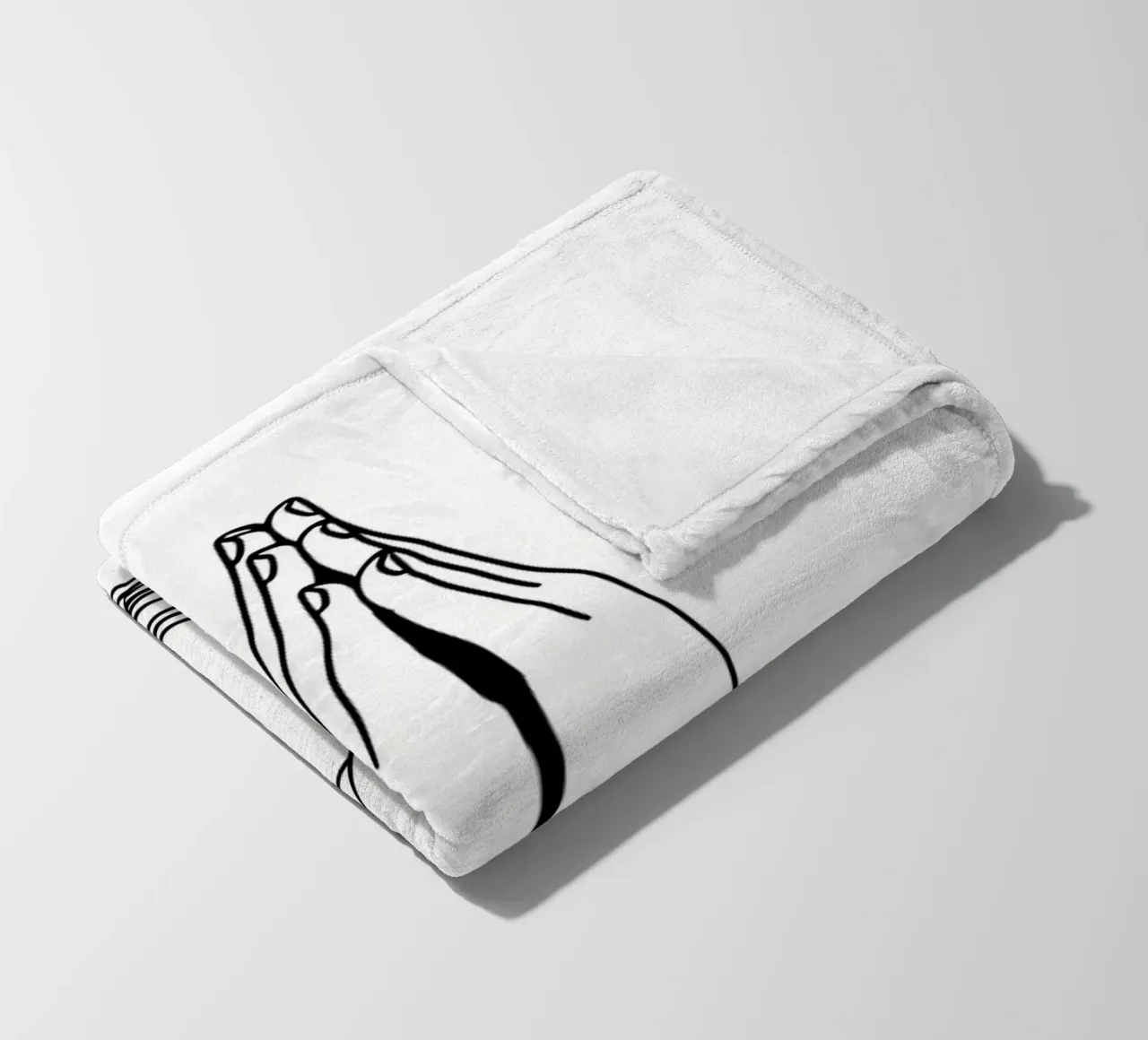 Mani in preghiera dal libro aperto Line Art minimalista coperta in pile da Viv Line Art