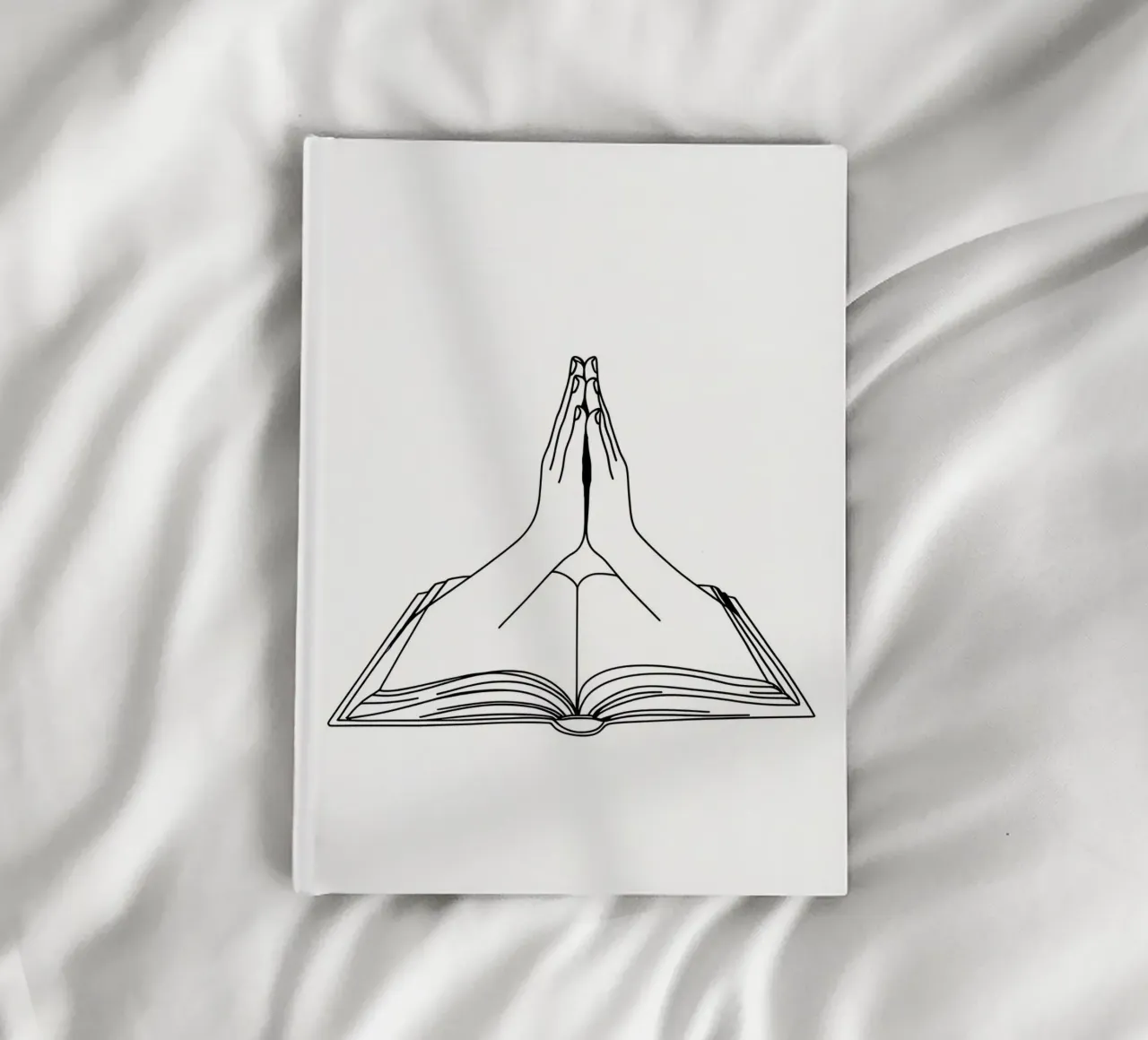 Praying Hands From Open Book Minimalist Line Art notebook by Viv Line Art