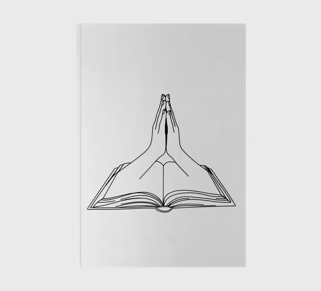 Betende Hände von Open Book Minimalist Line Art Notizbuch von Viv Line Art