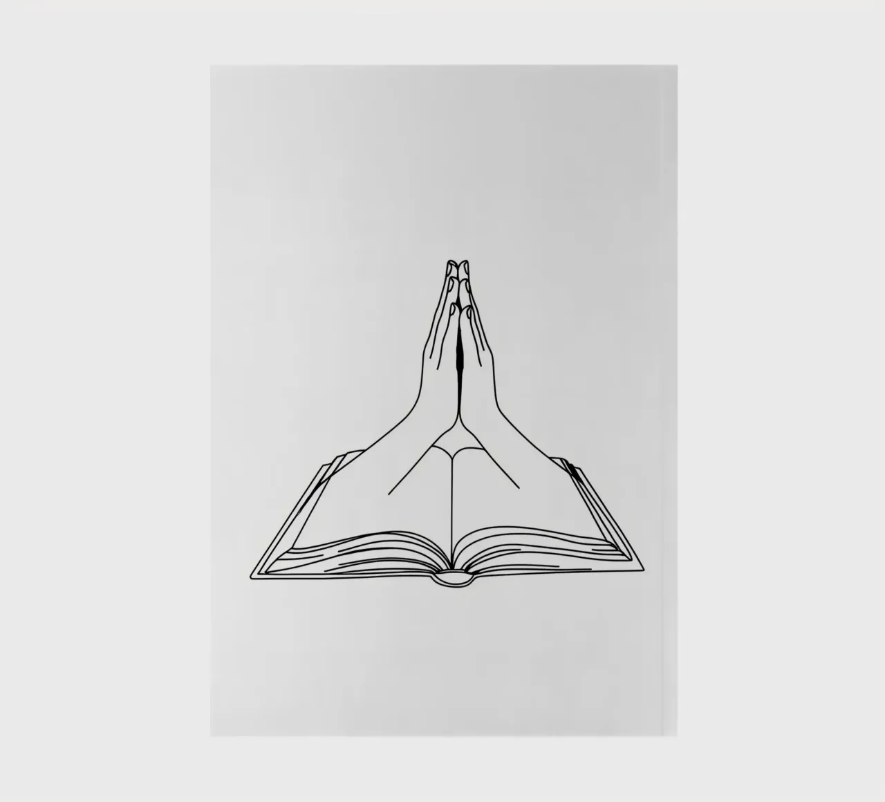 Praying Hands From Open Book Minimalist Line Art notebook by Viv Line Art