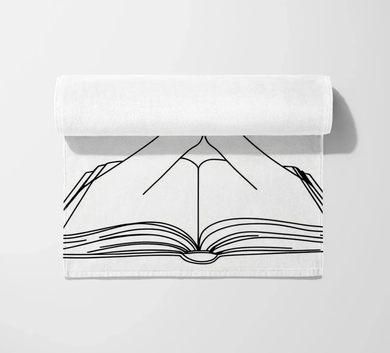 Mani in preghiera dal libro aperto Line Art minimalista telo mare da Viv Line Art