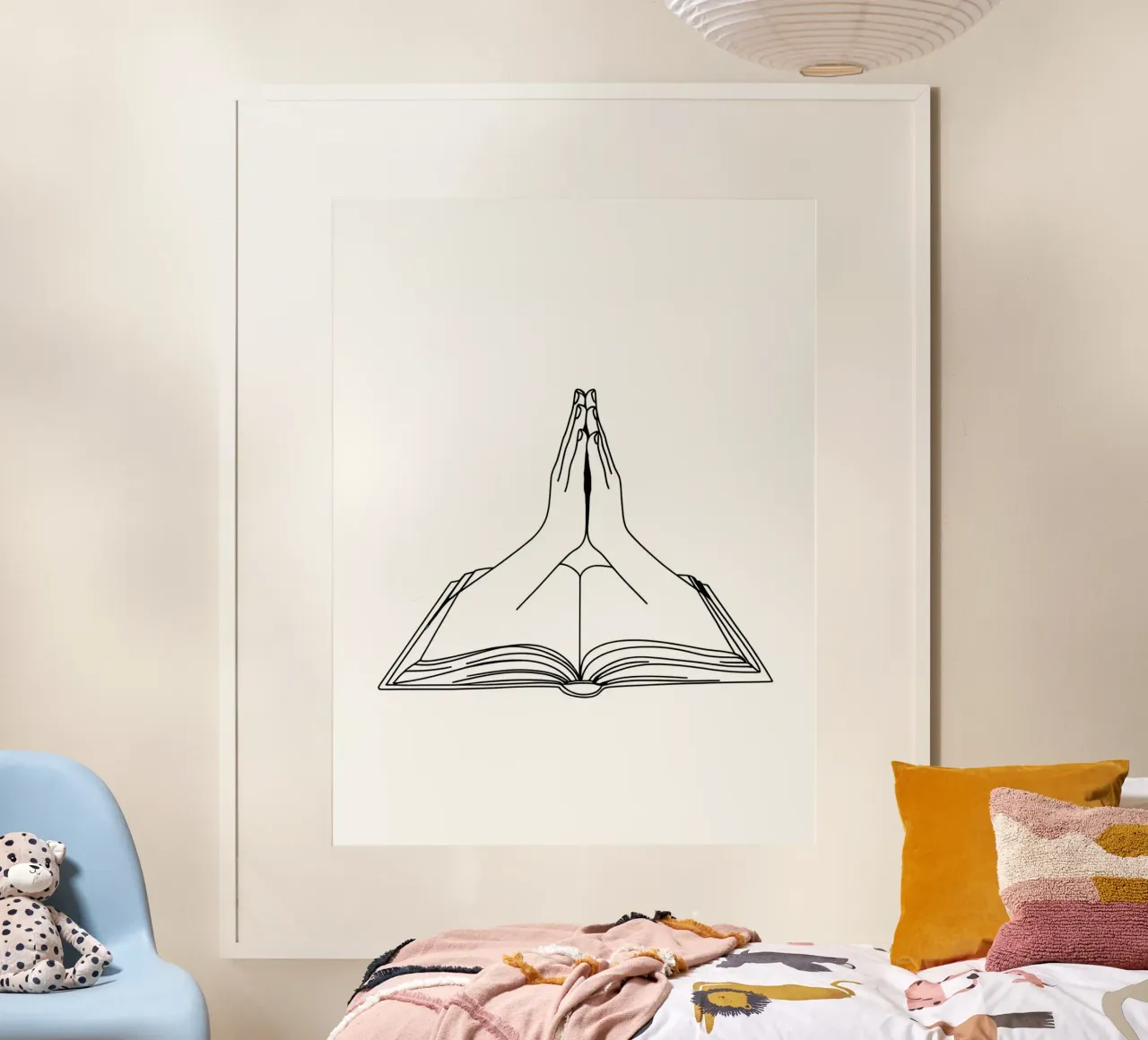 Manos en oración de Open Book Minimalist Line Art hahnemühle de Viv Line Art