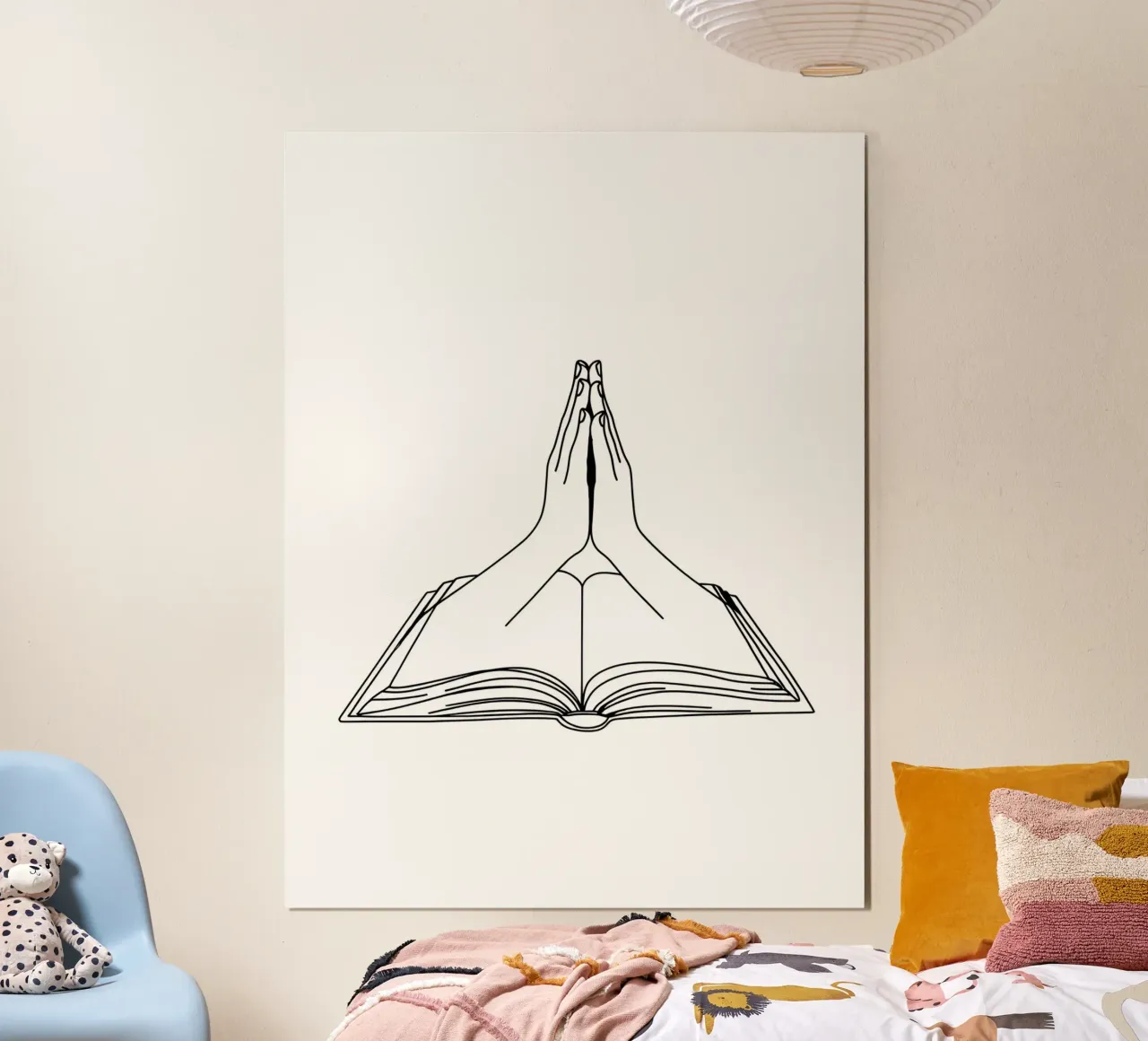 Les mains en prière de Open Book Minimalist Line Art hahnemühle de Viv Line Art